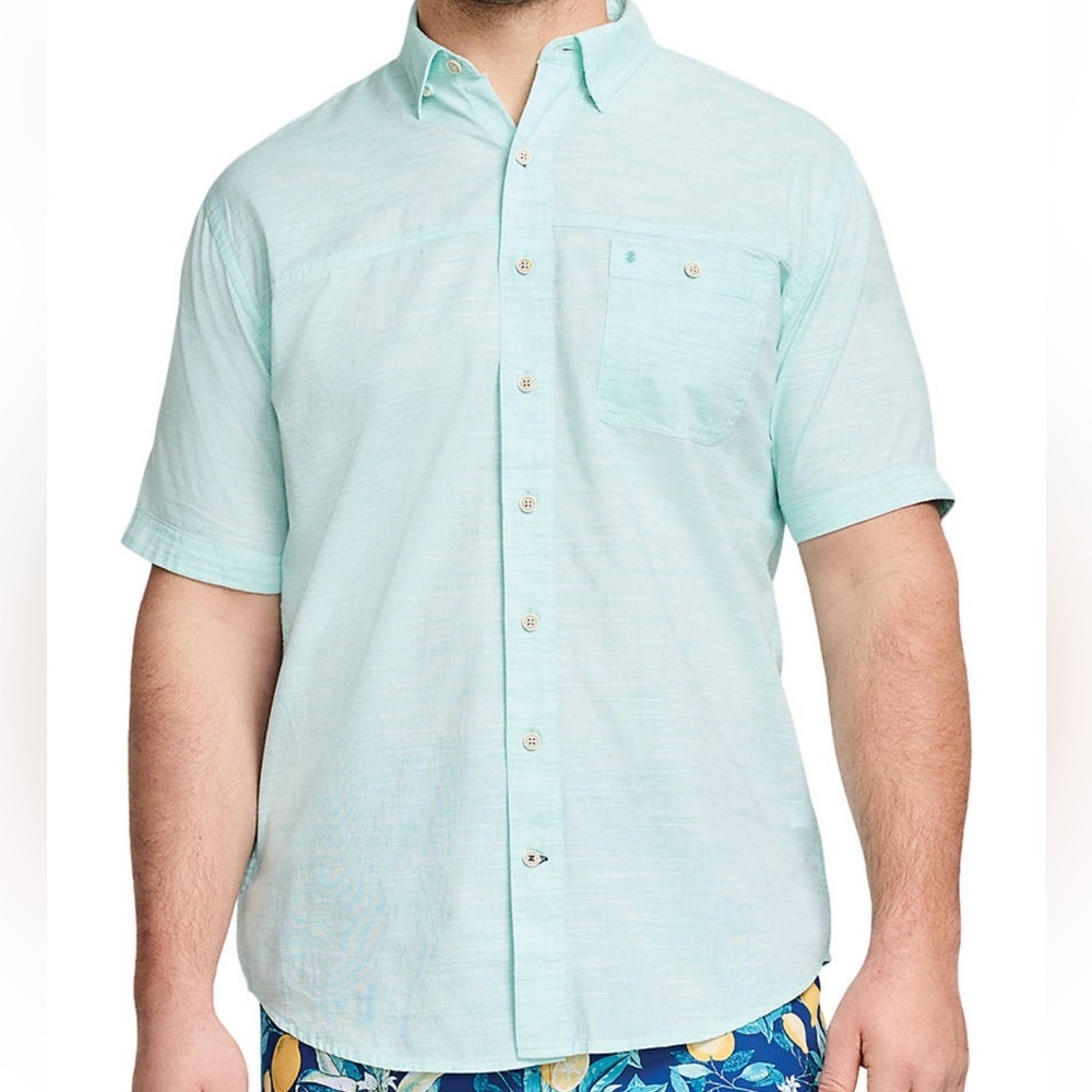 Izod Saltwater Relaxed Button Down Shirt Short Sleeve